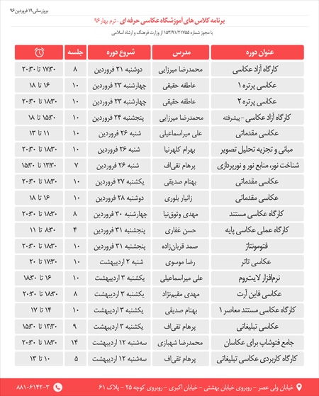 ثبت‌نام کلاس‌های «آموزشگاه عکاسی حرفه‌ای» در بهار ۹۶