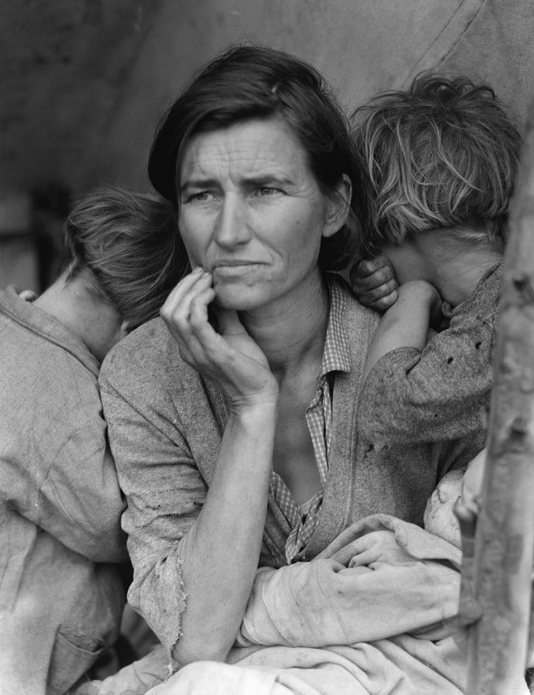 Dorothea Lange. مادر مهاجر، نیپومو، کلیفرنیا، فوریه/مارس 1936
